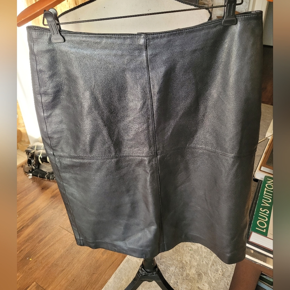 Clifford & Wills Black Vintage Leather Skirt